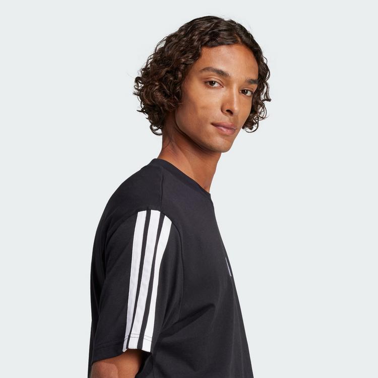adidas adidas Essentials 3-Streifen Single Jersey T-Shirt Herren - Black / White - 0 | SportScheck