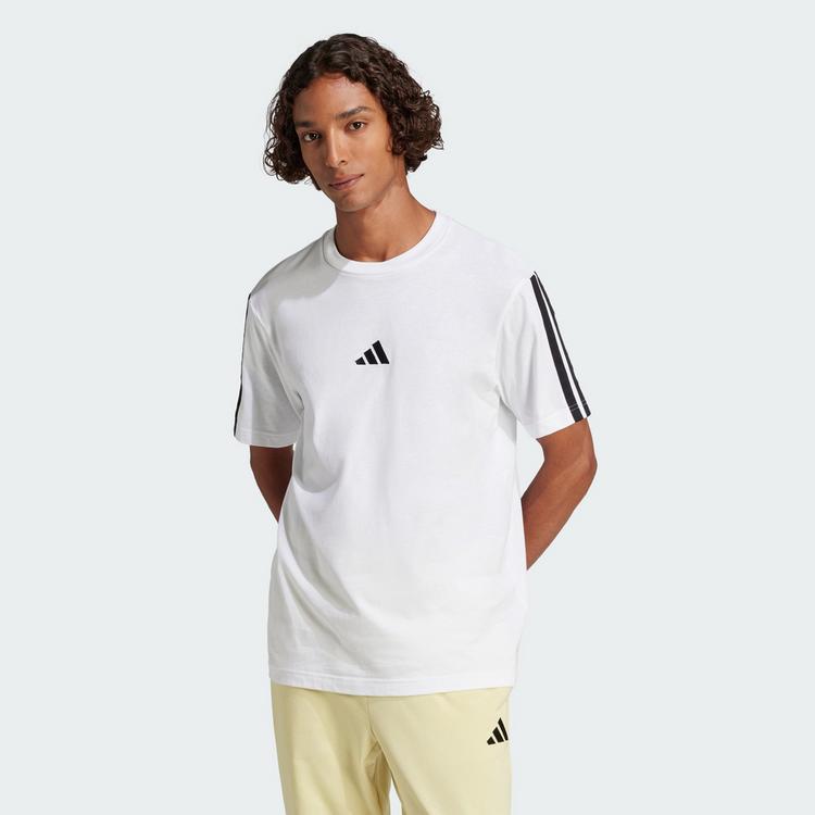 adidas adidas Essentials 3-Streifen Single Jersey T-Shirt Herren - White / Black - 0 | SportScheck