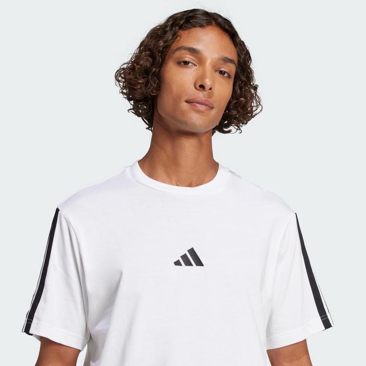 adidas adidas Essentials 3-Streifen Single Jersey T-Shirt Herren - White / Black - 0 | SportScheck