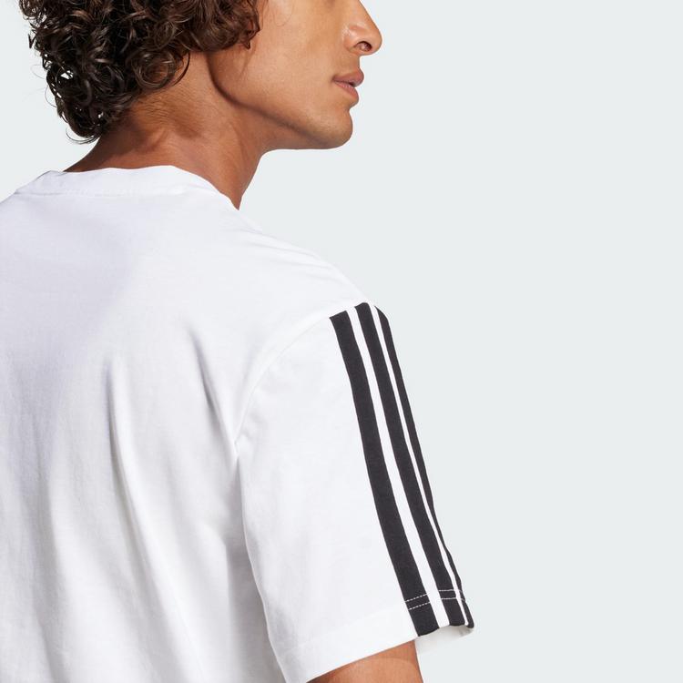 adidas adidas Essentials 3-Streifen Single Jersey T-Shirt Herren - White / Black - 1 | SportScheck