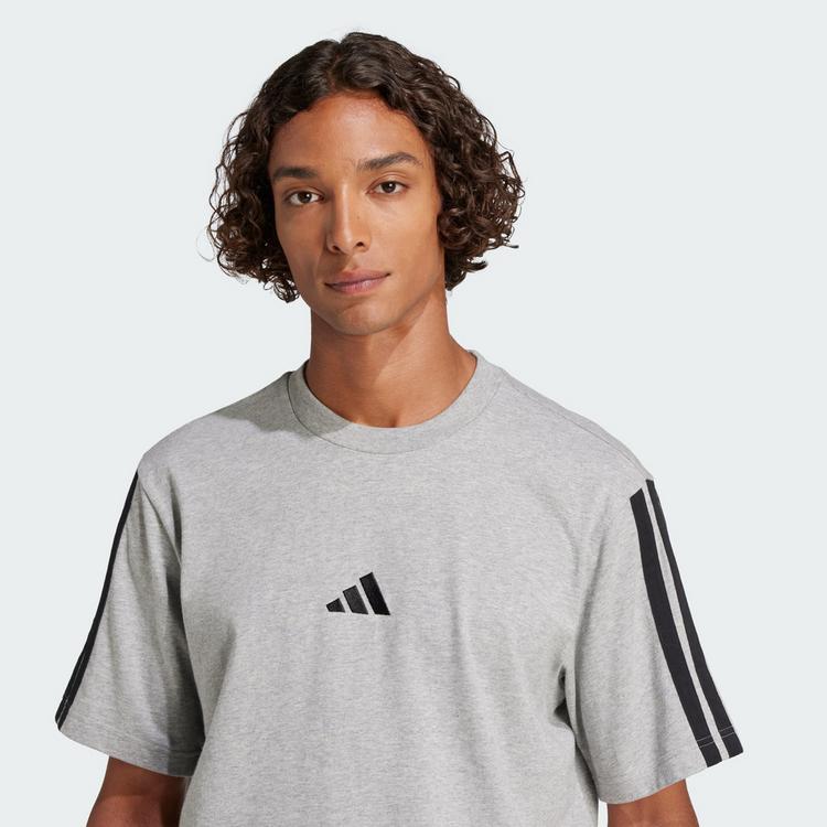 adidas adidas Essentials 3-Streifen Single Jersey T-Shirt Herren - Medium Grey Heather / Black - 0 | SportScheck