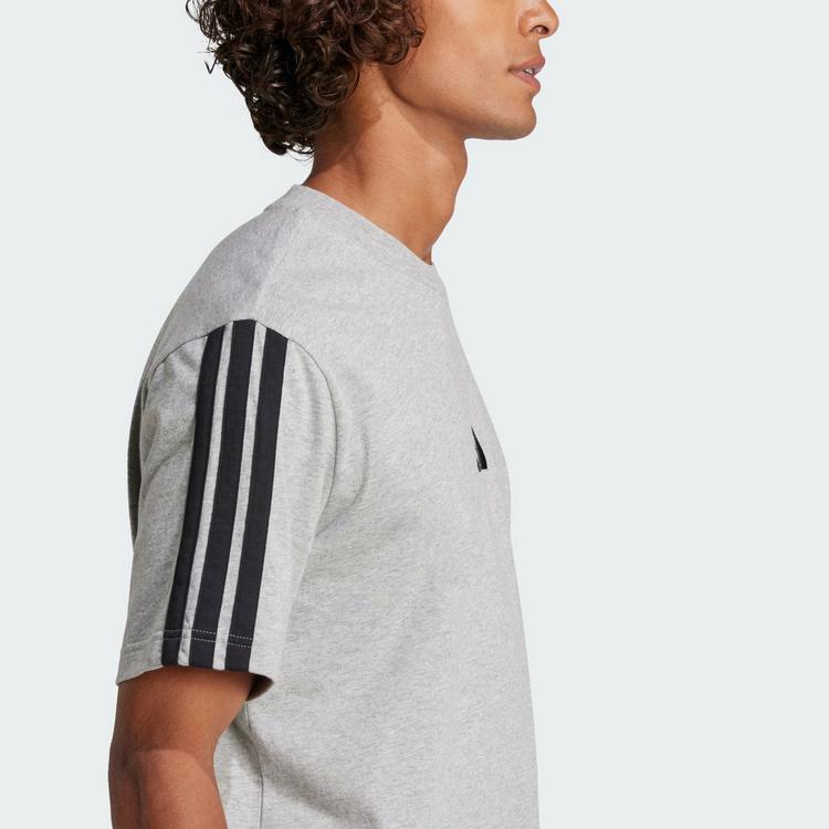 adidas adidas Essentials 3-Streifen Single Jersey T-Shirt Herren - Medium Grey Heather / Black - 1 | SportScheck