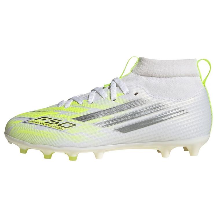 adidas adidas F50 SPARKFUSION LEAGUE Mid Cut Firm Fu&szlig;ballschuhe Kinder - Cloud White / Iron Metallic / Hi-Res Yellow - 0 | SportScheck