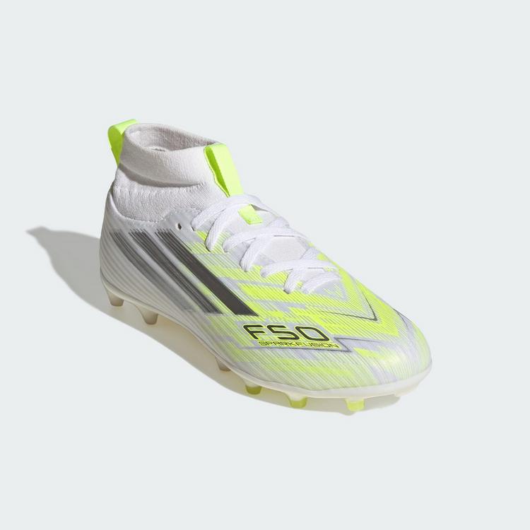 adidas adidas F50 SPARKFUSION LEAGUE Mid Cut Firm Fu&szlig;ballschuhe Kinder - Cloud White / Iron Metallic / Hi-Res Yellow - 2 | SportScheck
