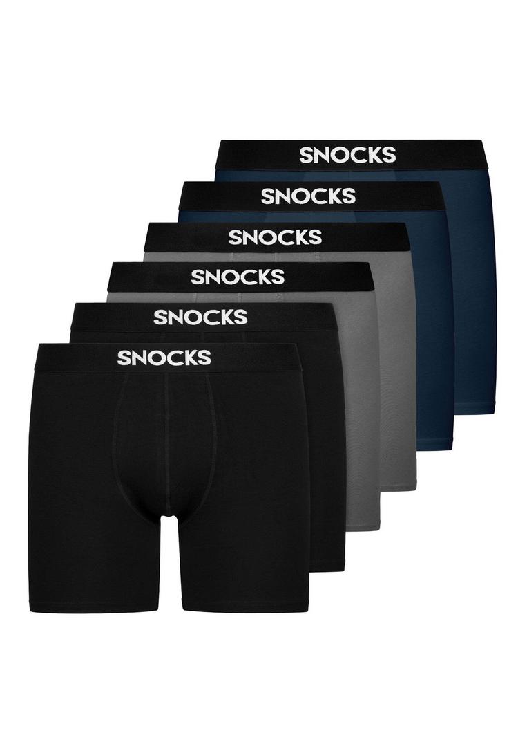 Snocks Snocks Boxershorts mit l&auml;ngerem Bein Unterhose Herren - Mix (Schwarz/Grau/Dunkelblau) - 0 | SportScheck