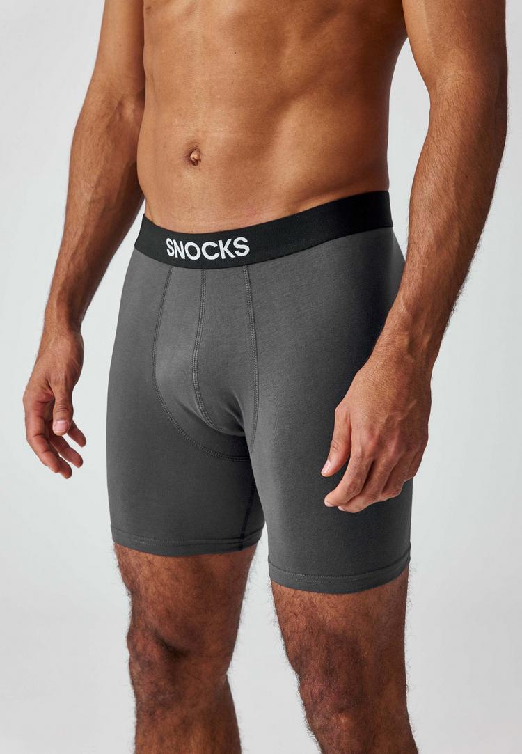 Snocks Snocks Boxershorts mit l&auml;ngerem Bein Unterhose Herren - Mix (Schwarz/Grau/Dunkelblau) - 4 | SportScheck