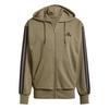 adidas Essentials 3-Streifen French Terry Hoodie Herren - Olive Strata / Black