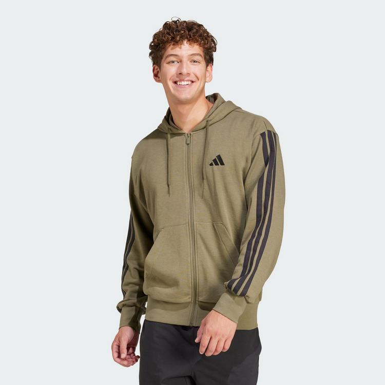 adidas adidas Essentials 3-Streifen French Terry Hoodie Herren - Olive Strata / Black - 0 | SportScheck
