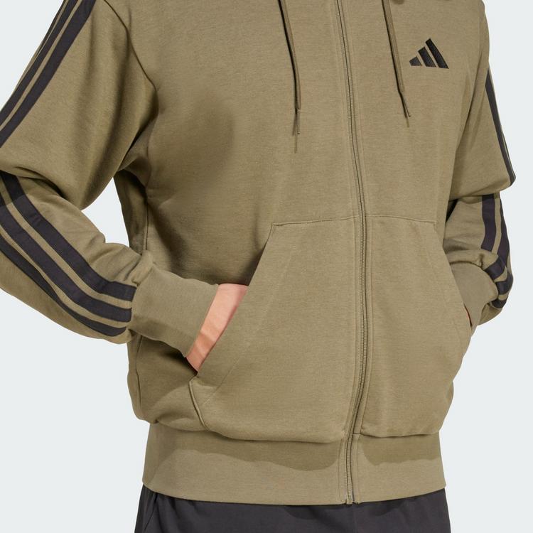 adidas adidas Essentials 3-Streifen French Terry Hoodie Herren - Olive Strata / Black - 1 | SportScheck