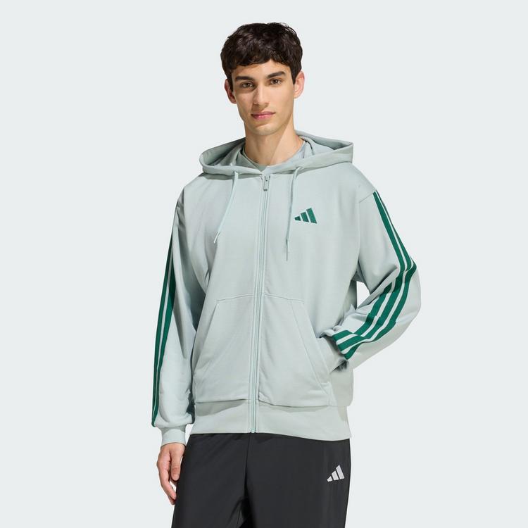 adidas adidas Essentials 3-Streifen French Terry Hoodie Herren - Wonder Sage / Collegiate Green - 0 | SportScheck