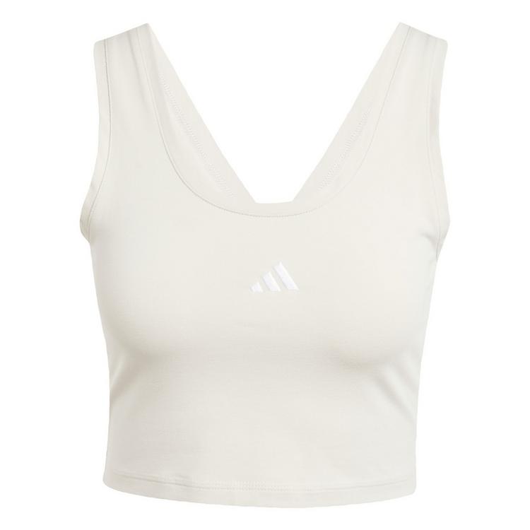 adidas adidas Essentials Small Logo Cotton Lifestyle Croptop Damen - Beige / White - 0 | SportScheck
