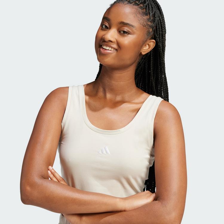 adidas adidas Essentials Small Logo Cotton Lifestyle Croptop Damen - Beige / White - 1 | SportScheck