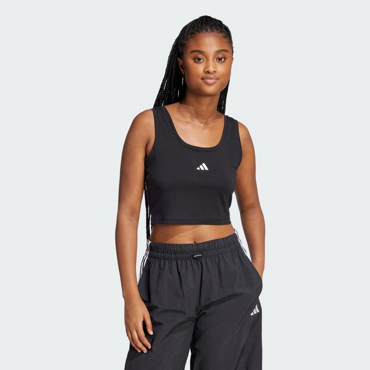 adidas adidas Essentials Small Logo Cotton Lifestyle Croptop Damen - Black / White - 0 | SportScheck
