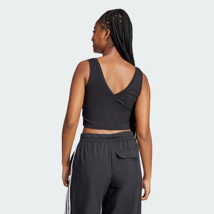 adidas adidas Essentials Small Logo Cotton Lifestyle Croptop Damen - Black / White - 1 | SportScheck