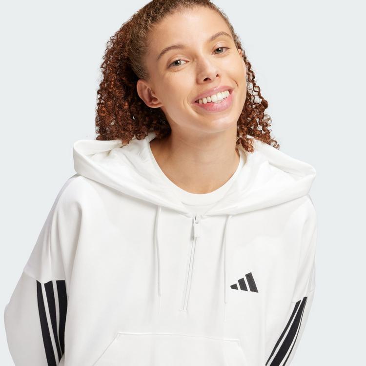 adidas adidas Essentials 3-Streifen French Terry Hoodie Damen - White / Black - 0 | SportScheck