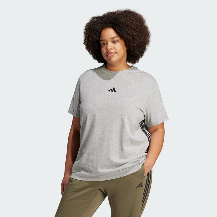 adidas adidas Essentials 3-Streifen Cotton T-Shirt &ndash; Langarmshirt Damen - Medium Grey Heather / Black - 0 | SportScheck