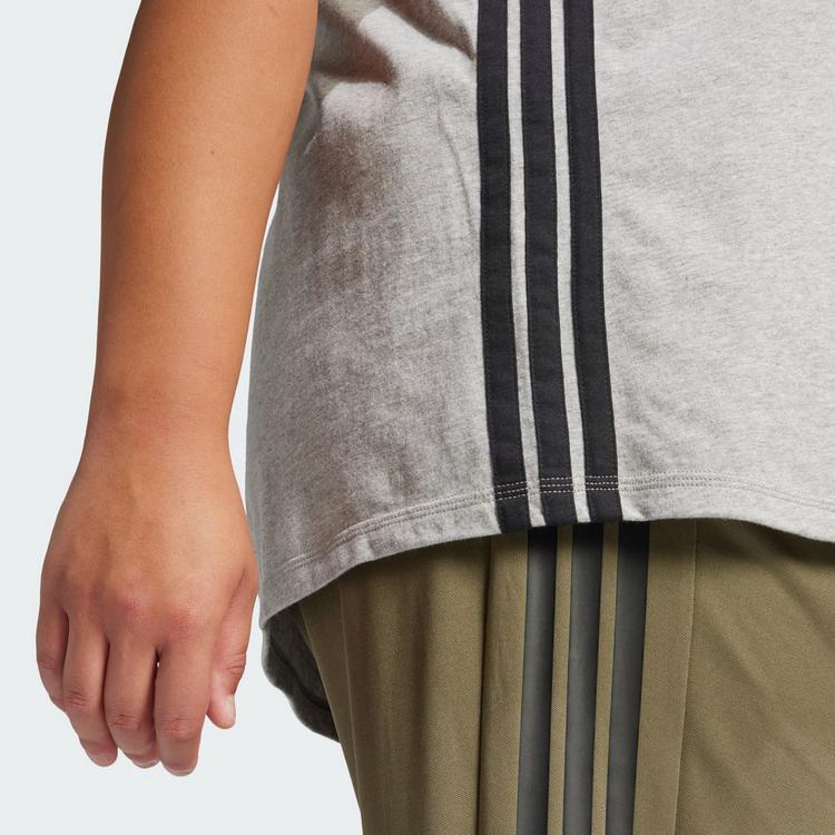 adidas adidas Essentials 3-Streifen Cotton T-Shirt &ndash; Langarmshirt Damen - Medium Grey Heather / Black - 1 | SportScheck