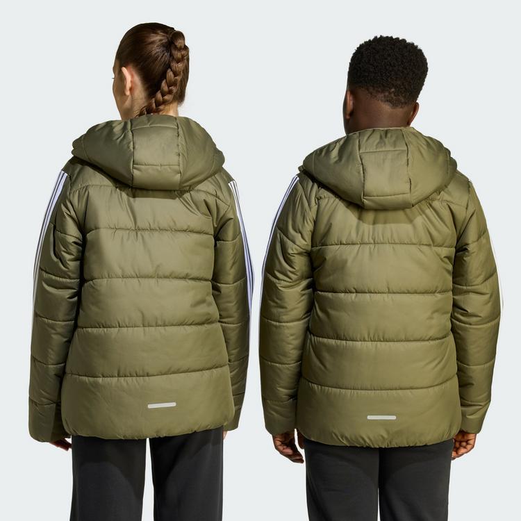 adidas adidas Essentials 3-Streifen gef&uuml;tterte Funktionsjacke Kinder - Olive Strata / White - 3 | SportScheck