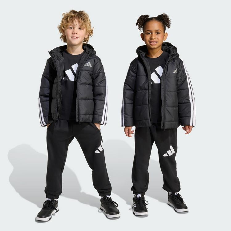 adidas adidas Essentials 3-Streifen gef&uuml;tterte Funktionsjacke Kinder - Black / White - 0 | SportScheck
