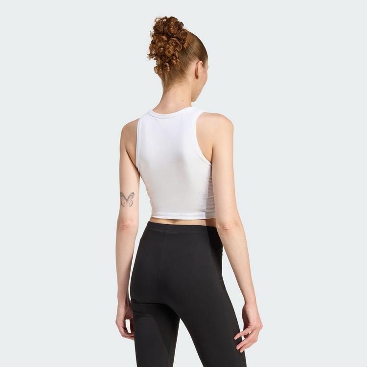 adidas adidas ESSENTIALS 3-STREIFEN GEPOLSTERTES Croptop Damen - White - 1 | SportScheck