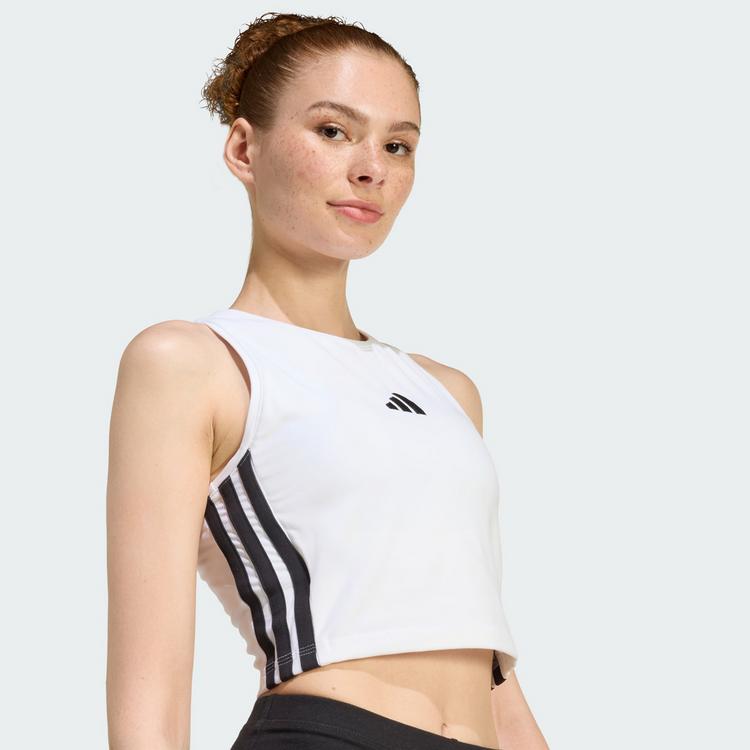 adidas adidas ESSENTIALS 3-STREIFEN GEPOLSTERTES Croptop Damen - White - 0 | SportScheck