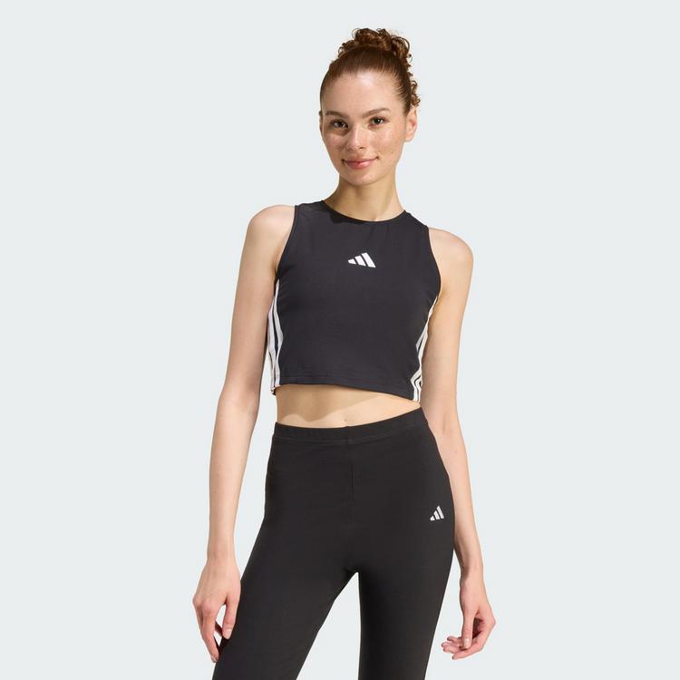 adidas adidas ESSENTIALS 3-STREIFEN GEPOLSTERTES Croptop Damen - Black - 0 | SportScheck