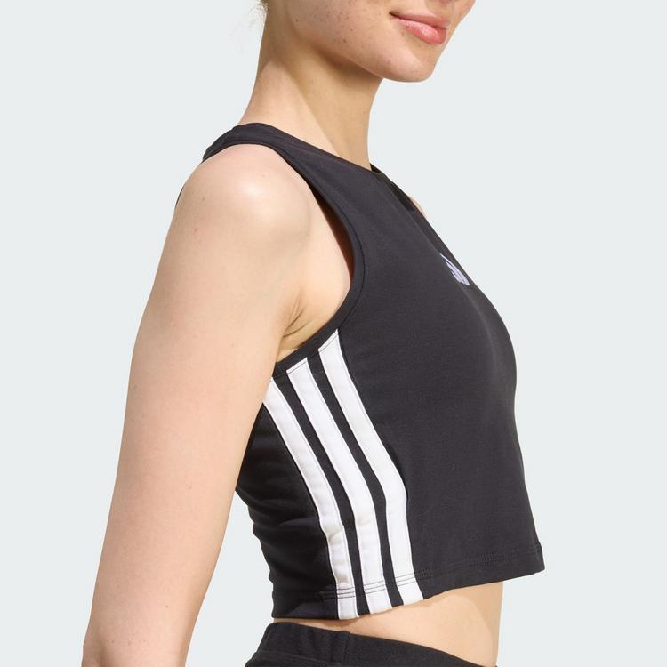 adidas adidas ESSENTIALS 3-STREIFEN GEPOLSTERTES Croptop Damen - Black - 1 | SportScheck