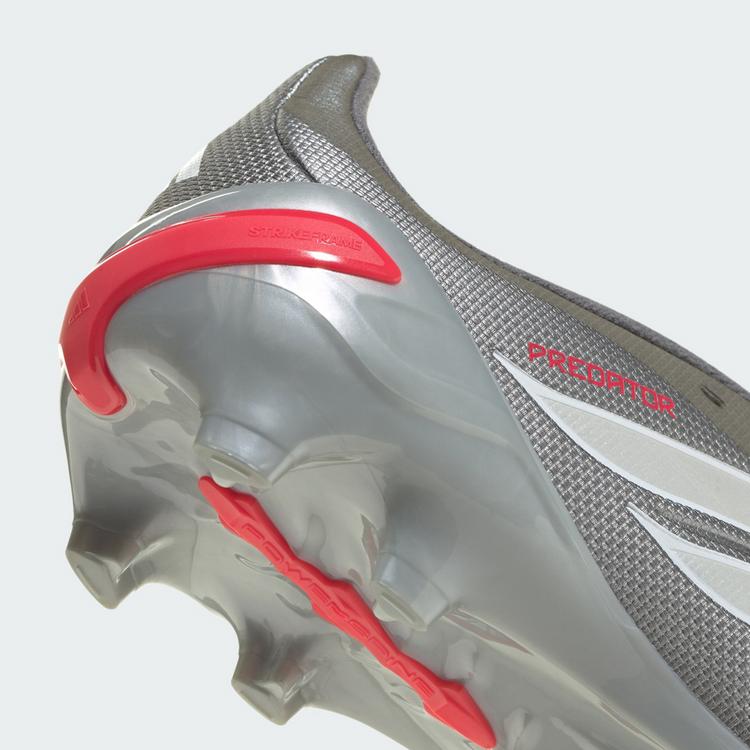 adidas adidas PREDATOR LEAGUE Fold-Over Tongue Firm Fu&szlig;ballschuhe Kinder - Iron Metallic / Zero Metalic / Lucid Red - 5 | SportScheck