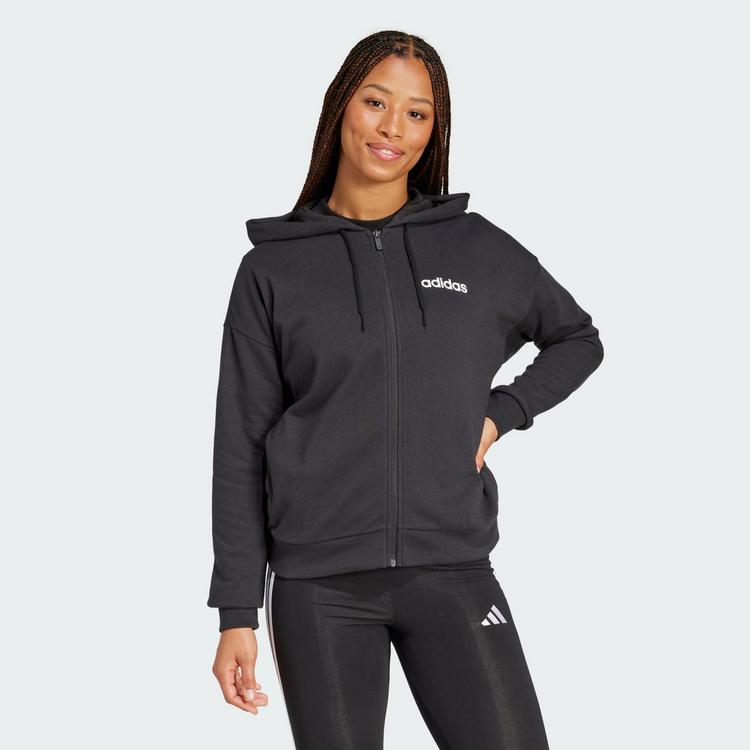 adidas adidas Essentials Linear French Terry Sweatjacke Damen - Black / White - 0 | SportScheck