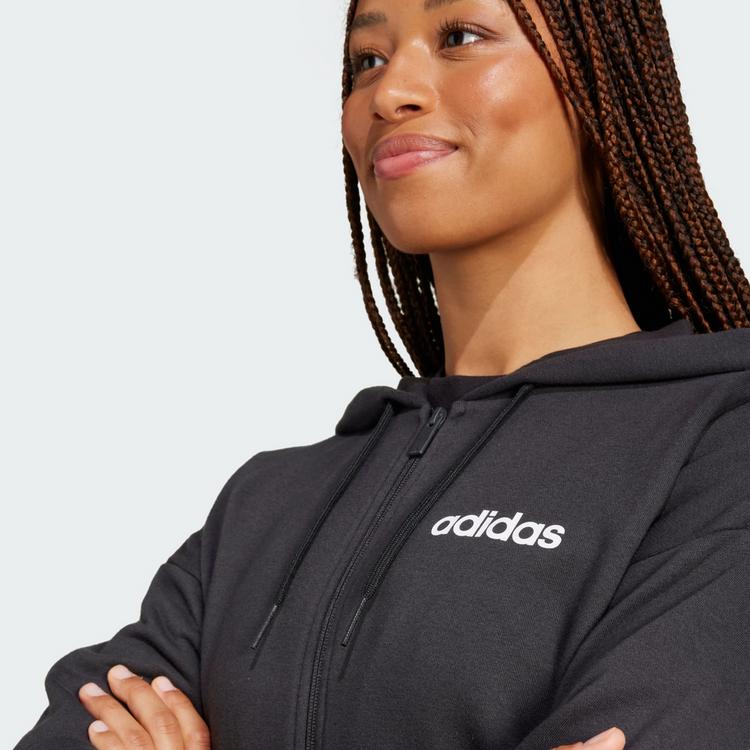 adidas adidas Essentials Linear French Terry Sweatjacke Damen - Black / White - 0 | SportScheck