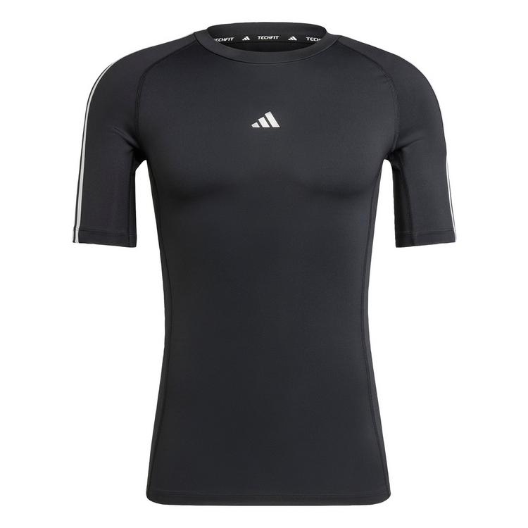 adidas adidas TECHFIT Compression Training 3-Streifen Funktionsshirt Herren - Black - 0 | SportScheck