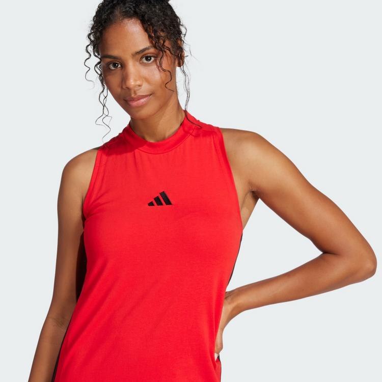 adidas adidas Essentials 3-Streifen Long Racerback Kleid Damen - Pure Ruby / Black - 1 | SportScheck