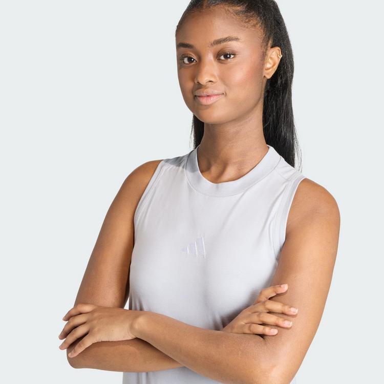 adidas adidas Essentials 3-Streifen Long Racerback Kleid Damen - Halo Silver / White - 1 | SportScheck