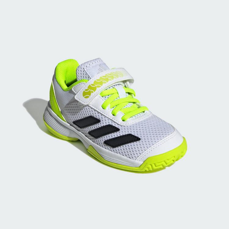 adidas adidas Courtflash Hook-and-Loop Kids Tennisschuhe Kinder - Cloud White / Core Black / Lucid Lemon - 3 | SportScheck