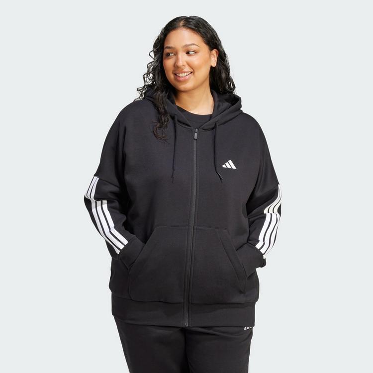adidas adidas Essentials 3-Streifen Full-Zip Fleece Hoodie Damen - Black / White - 0 | SportScheck
