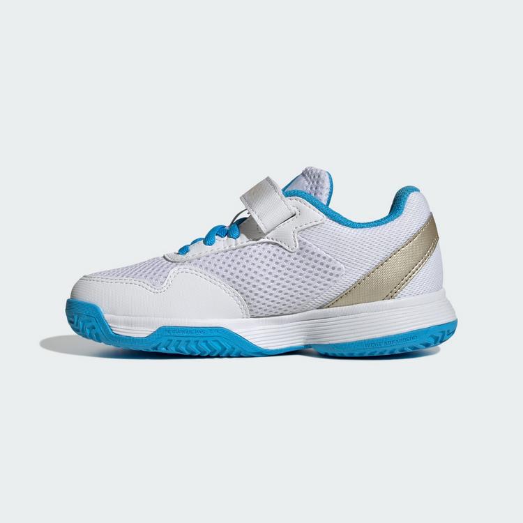 adidas adidas Courtflash Hook-and-Loop Kids Tennisschuhe Kinder - Cloud White / Cyber Metallic / Lucid Aquamarine - 5 | SportScheck