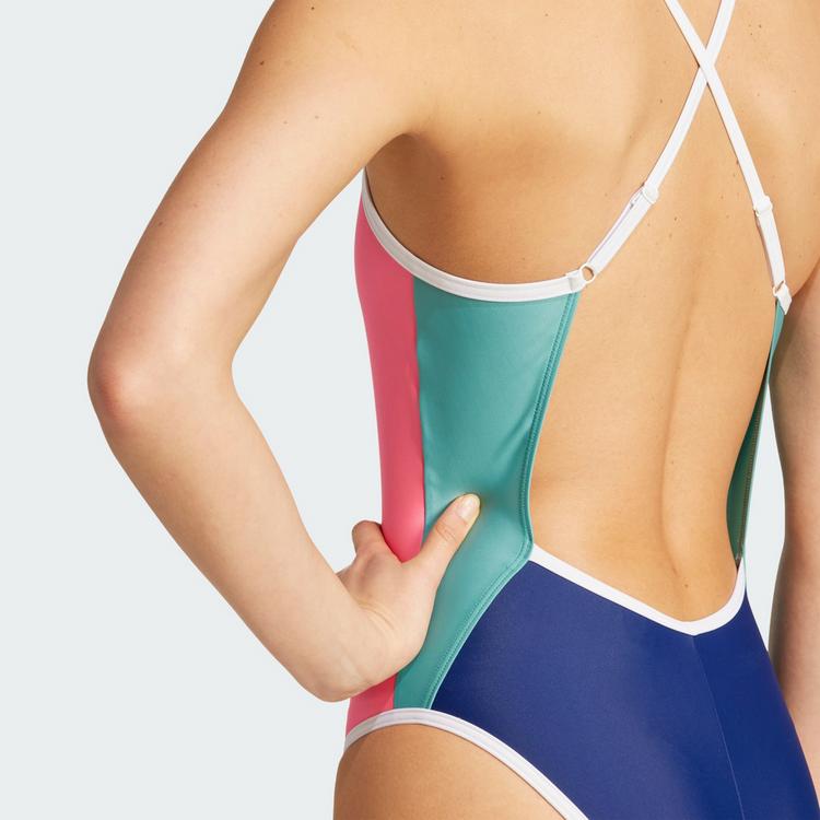 adidas adidas adidas Tom Daley Adjustable Thin Straps Badeanzug Damen - Lucid Pink / Powder Teal / Dark Blue - 1 | SportScheck