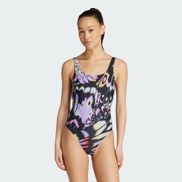 adidas adidas adidas x FARM Graphic Badeanzug mit Badeanzug Damen - Violet Fusion / Corn Gold - 0 | SportScheck