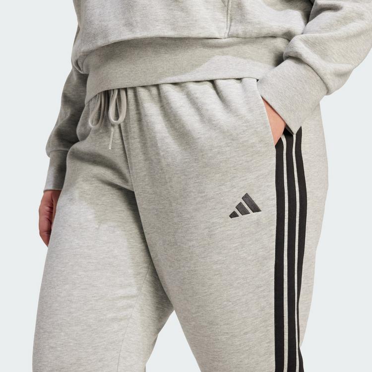 adidas adidas Essentials 3-Streifen Fleece Slim Hose Trainingshose Damen - Medium Grey Heather / Black - 0 | SportScheck