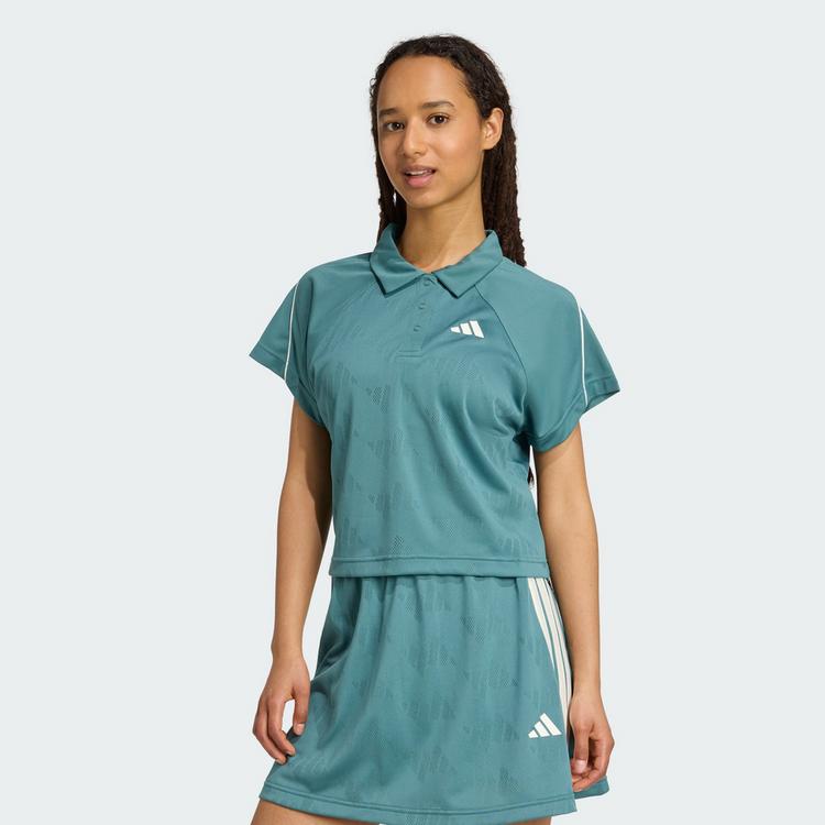 adidas adidas Stadium 3-Streifen Tennis inspiriertes T-Shirt Damen - Preloved Teal / Off White - 0 | SportScheck