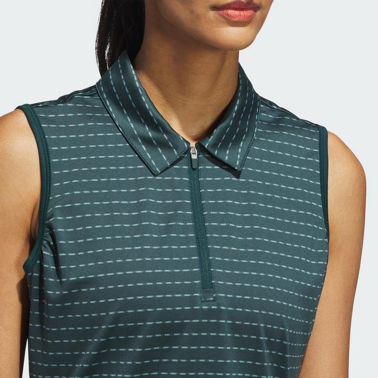 adidas adidas Ultimate365 Jacquard Stripe Sleeveless Poloshirt Damen - Aurora Ivy - 0 | SportScheck
