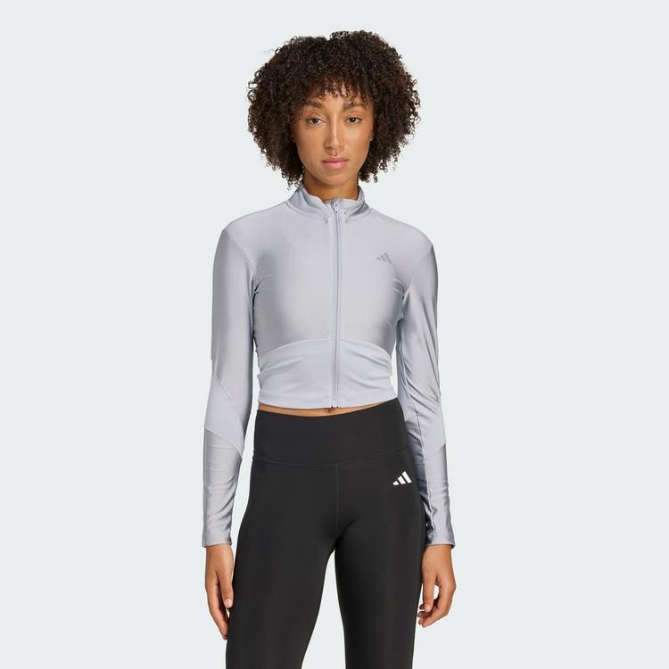 adidas adidas Hyperglam Shine Jacke mit durchgehendem Trainingsanzug Damen - Halo Silver / Grey - 0 | SportScheck