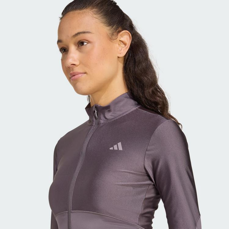 adidas adidas Hyperglam Shine Jacke mit durchgehendem Trainingsanzug Damen - Grey Strata / Taupe Oxide - 0 | SportScheck