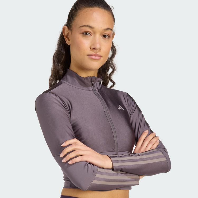 adidas adidas Hyperglam Shine Jacke mit durchgehendem Trainingsanzug Damen - Grey Strata / Taupe Oxide - 1 | SportScheck