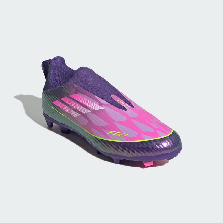 adidas adidas F50 LEAGUE Laceless Fu&szlig;ballschuhe f&uuml;r Fu&szlig;ballschuhe Kinder - Purple / Cloud White / Lucid Lemon - 2 | SportScheck