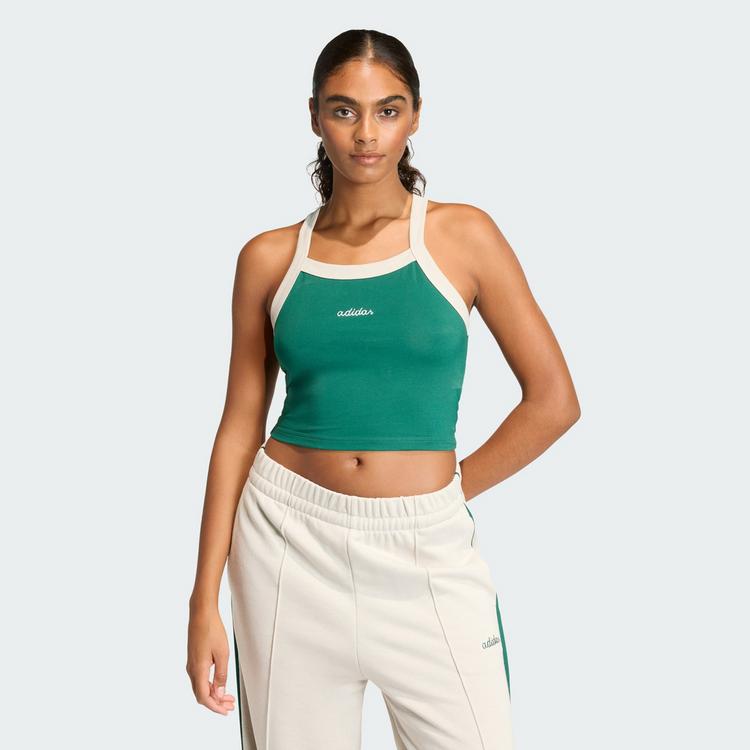 adidas adidas Seasonal Essentials Colorpop Tanktop Croptop Damen - Collegiate Green / White - 0 | SportScheck