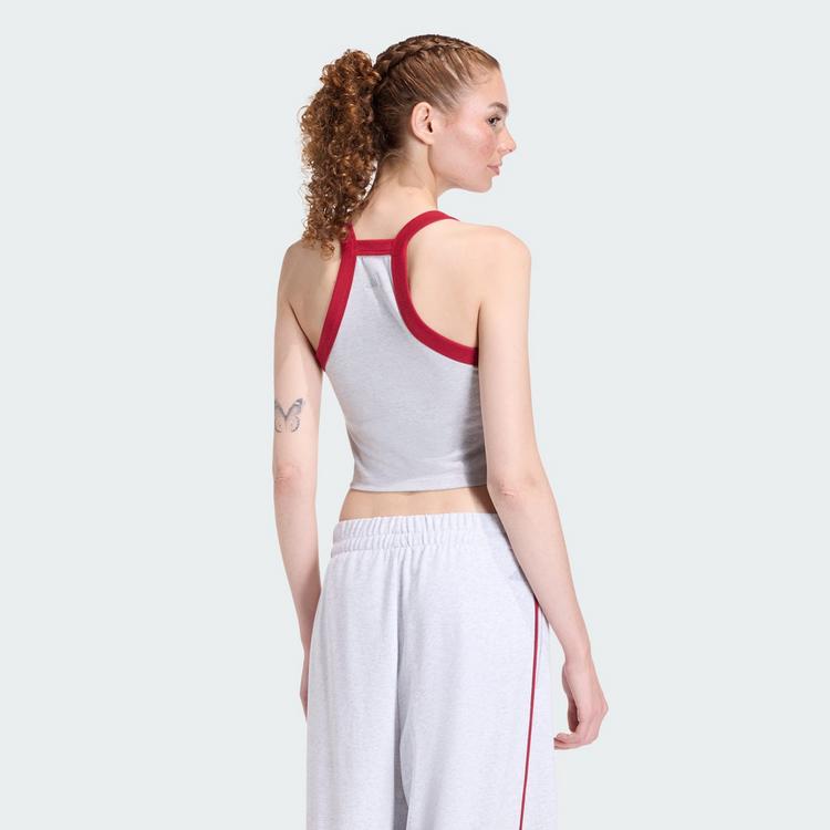 adidas adidas Seasonal Essentials Colorpop Tanktop Croptop Damen - Light Grey Heather / Active Maroon - 1 | SportScheck