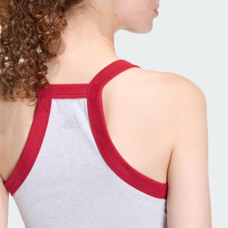 adidas adidas Seasonal Essentials Colorpop Tanktop Croptop Damen - Light Grey Heather / Active Maroon - 1 | SportScheck