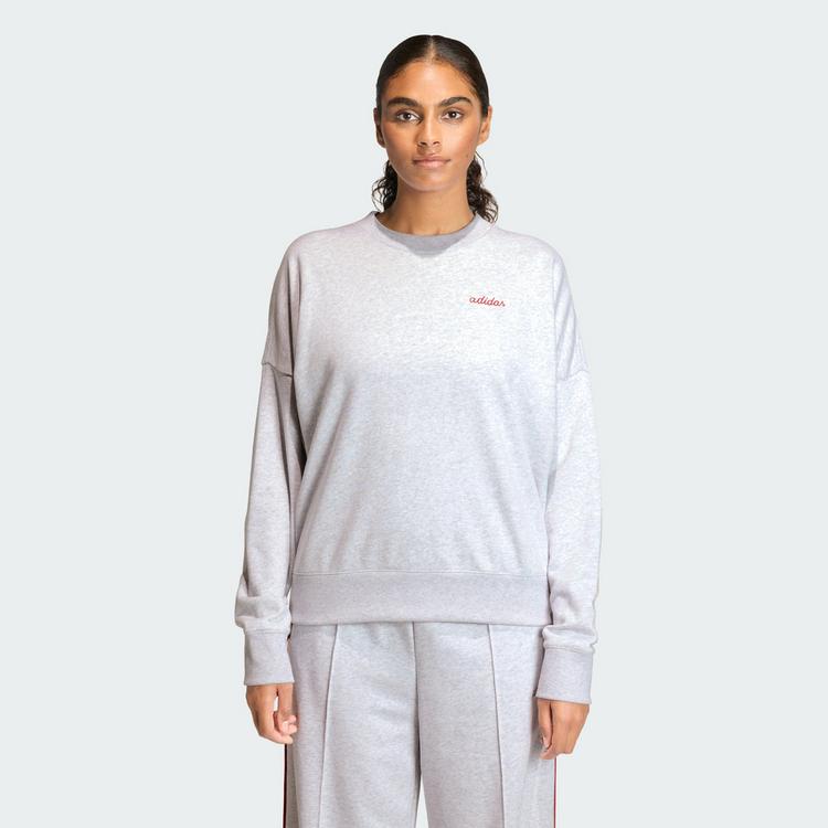 adidas adidas Seasonal Essentials Colorpop Sweatshirt Sweatshirt Damen - Light Grey Heather / Active Maroon - 0 | SportScheck