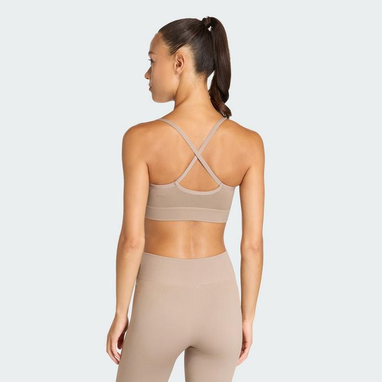 adidas adidas Workout Essentials Knit Light Support BH Damen - Chalky Brown - 1 | SportScheck